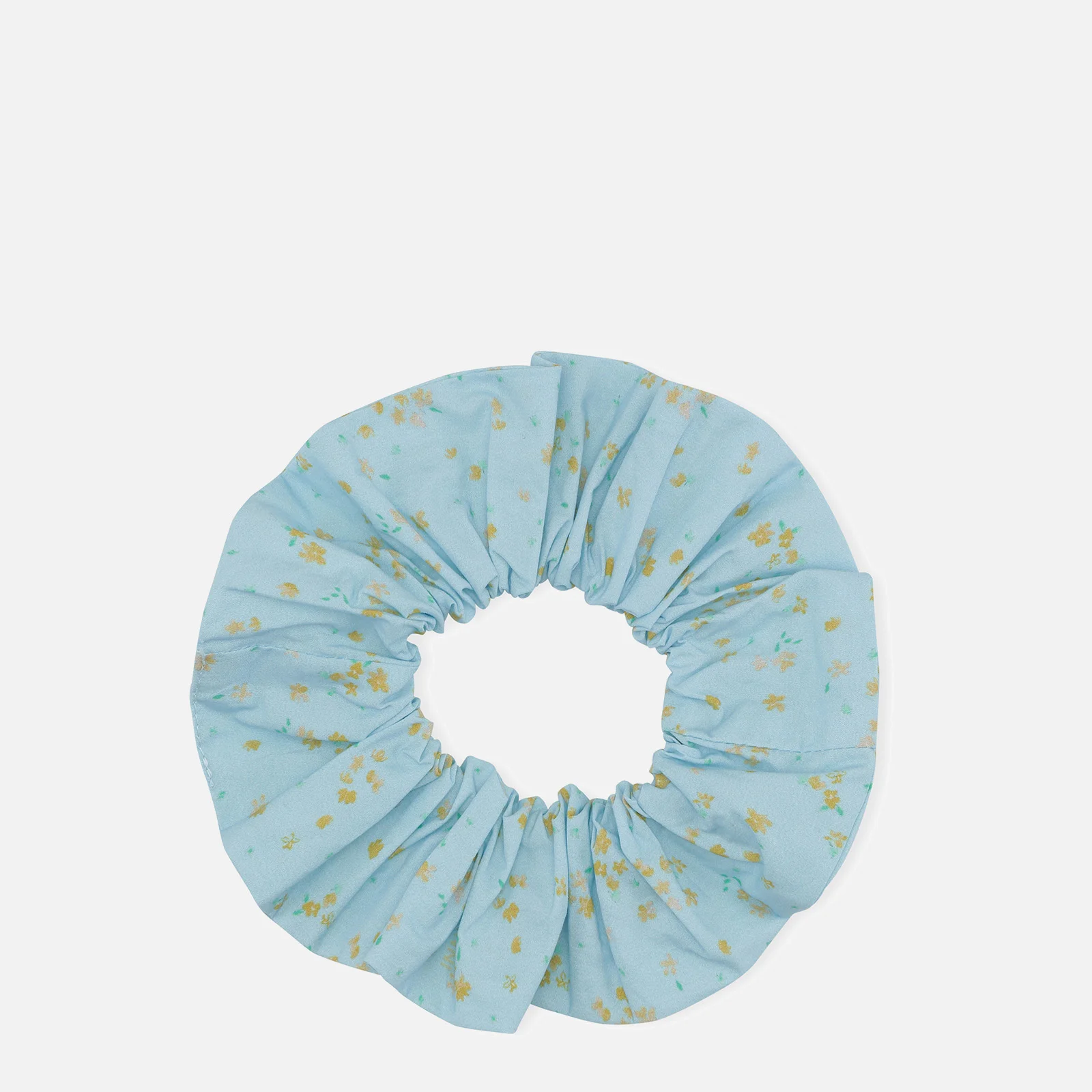 Ganni Women's Floral Print Cotton Scrunchie - Corydalis Blue Image 1