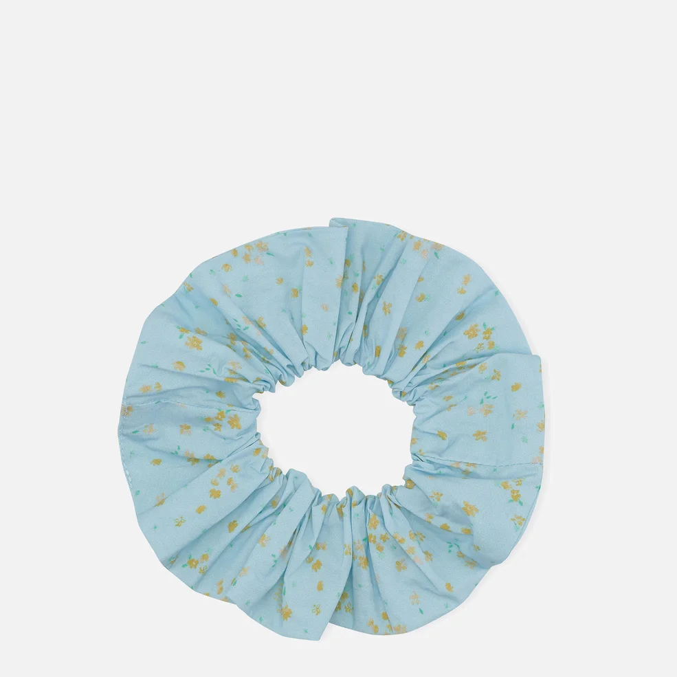 Ganni Women's Floral Print Cotton Scrunchie - Corydalis Blue Image 1