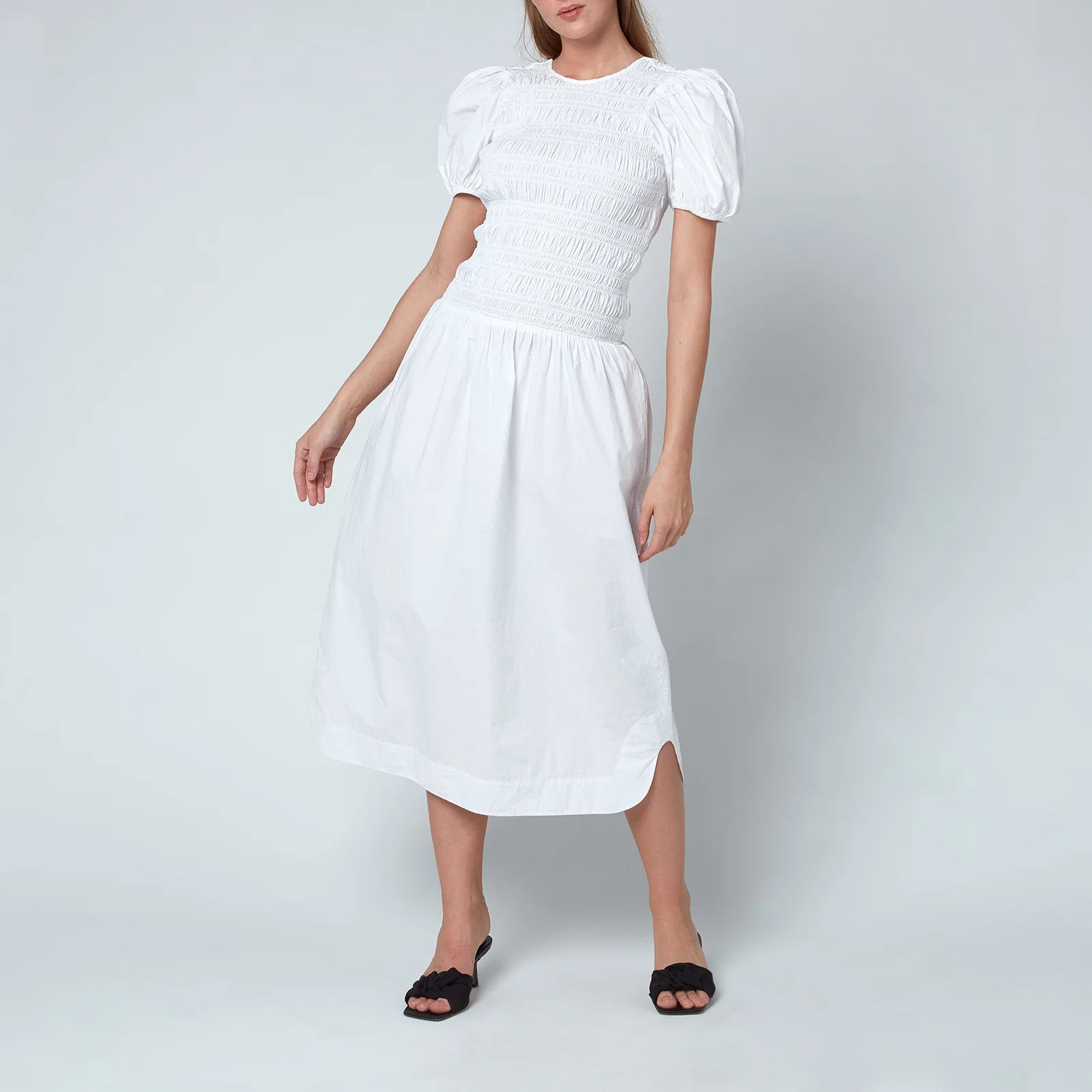 Ganni Women's Cotton Poplin Dress - Bright White Image 1