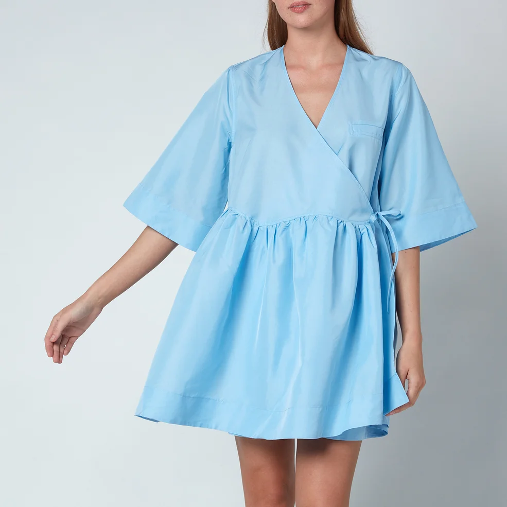 Ganni Women's Crispy Tafetta Dress - Airy Blue Image 1