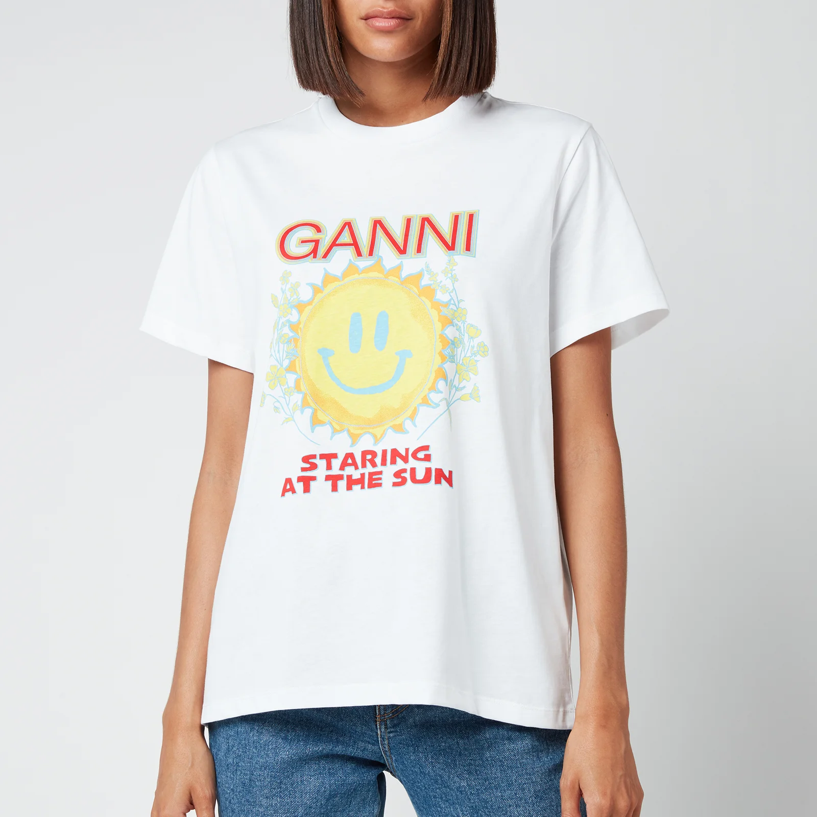 Ganni Women's Staring at the Sun T-Shirt - White Image 1