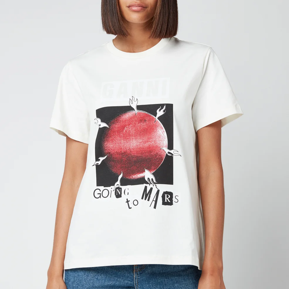Ganni Women's Going to Mars T-Shirt - Vanilla Ice Image 1