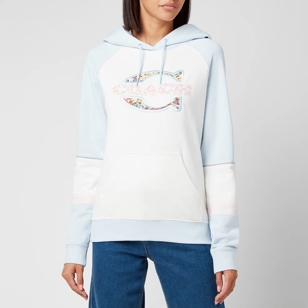 Coach Women's Athletic Hoodie - White/Blue Image 1