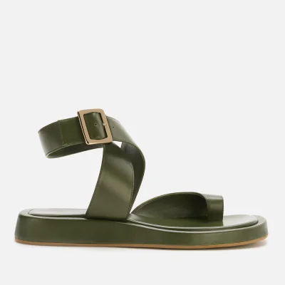 Gia Couture X RHW Women's Rosie 4 Leather Flat Sandals - Moss Green