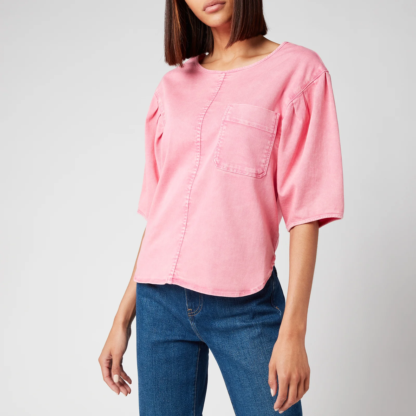 See By Chloé Women's Dyed Denim Top - Juicy Pink Image 1
