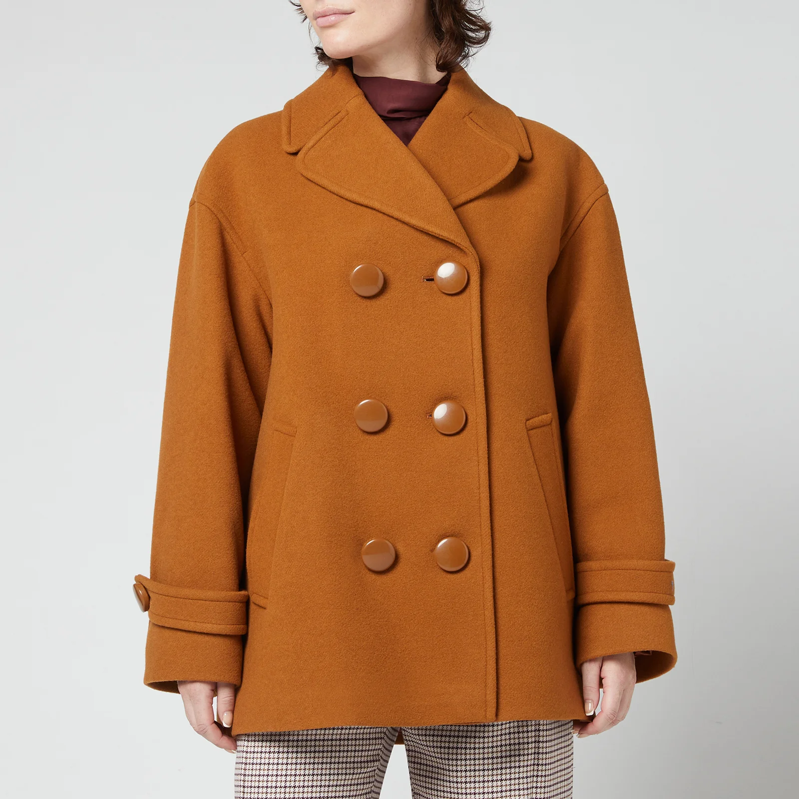 See By Chloe Women's Wool Blend Coat - Forest Brown Image 1