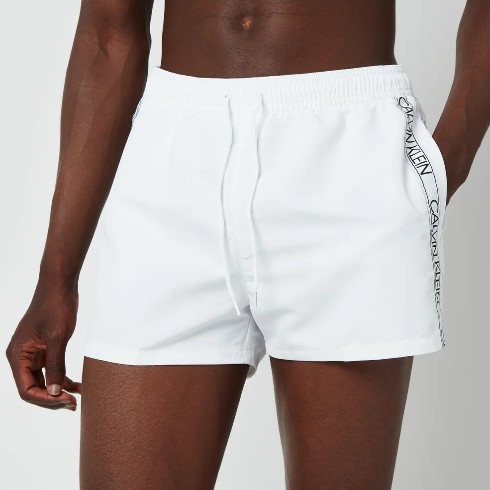 Calvin Klein Men's Short Drawstring Swim Shorts - Classic White Image 1