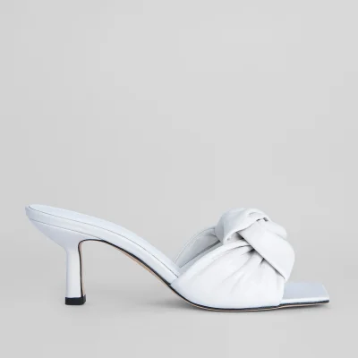 BY FAR Women's Lana Gloss Leather Mid Heel Mules - White