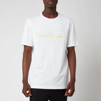 Ferragamo Men's 1927 Signature T-Shirt - White/Yellow