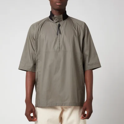Ferragamo Men's Short Sleeve Zip Shirt - Grey/Brown