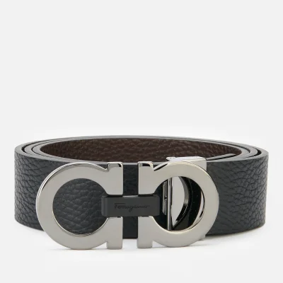 Ferragamo Men's Reversible And Adjustable Gancini Belt - Black/Hickory