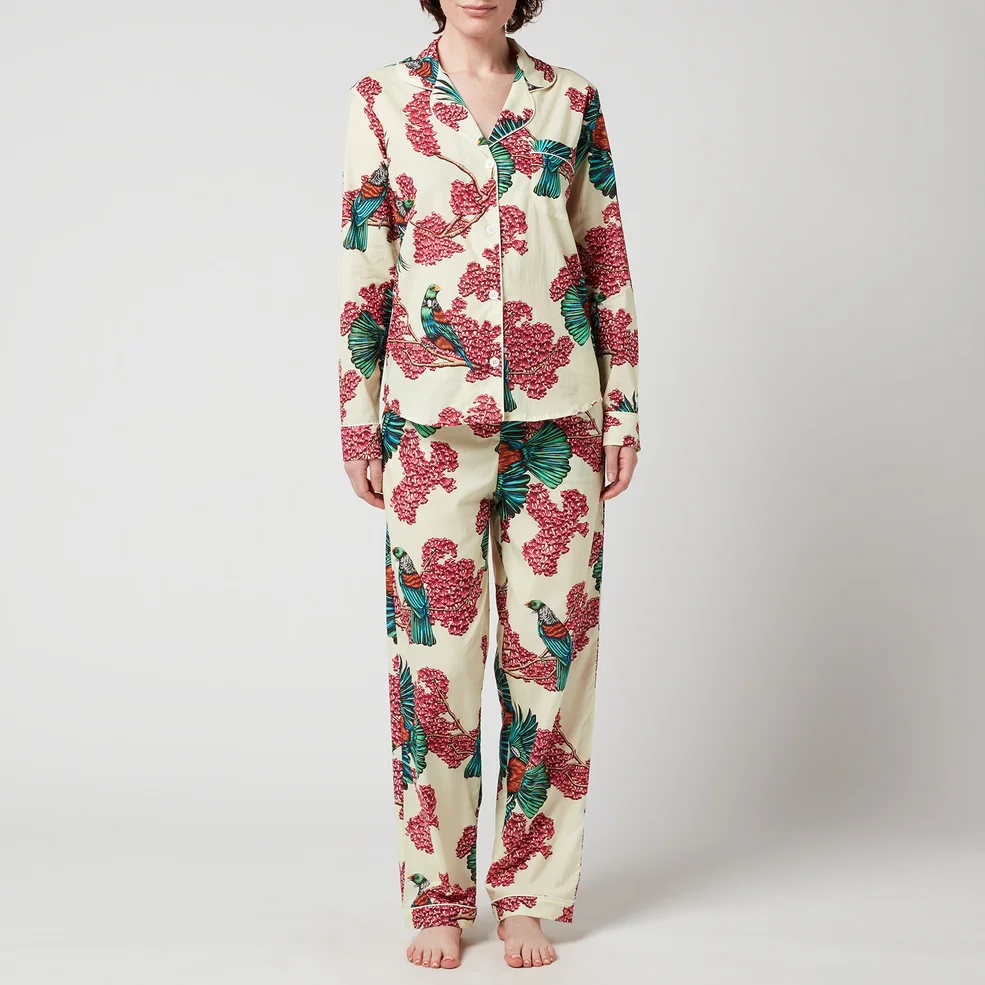 Desmond & Dempsey Women's Passerine Long Pyjama Set - Cream Image 1