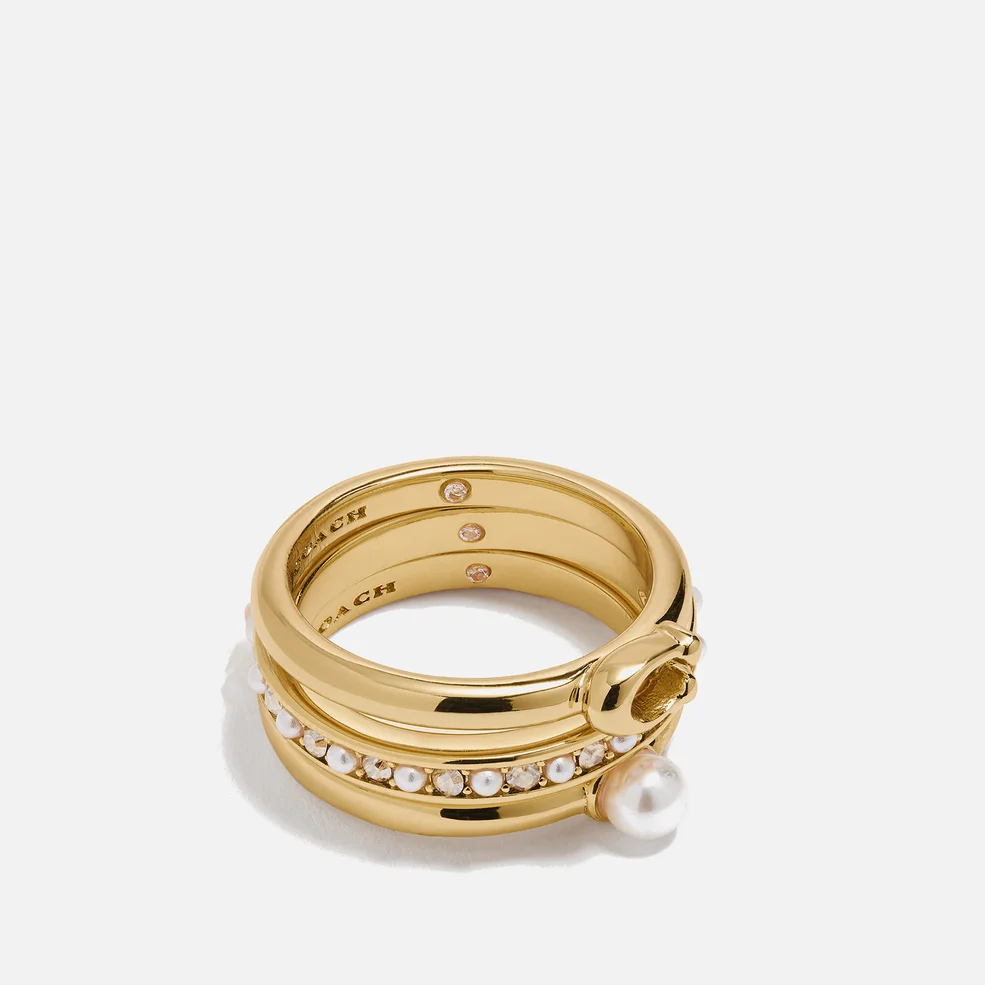 Coach Women's Classic Pearl Ring Set - Gold Image 1