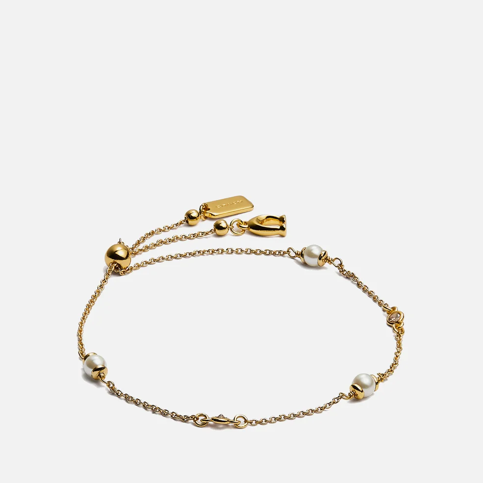 Coach Women's Classic Pearl Bracelet - Gold Image 1
