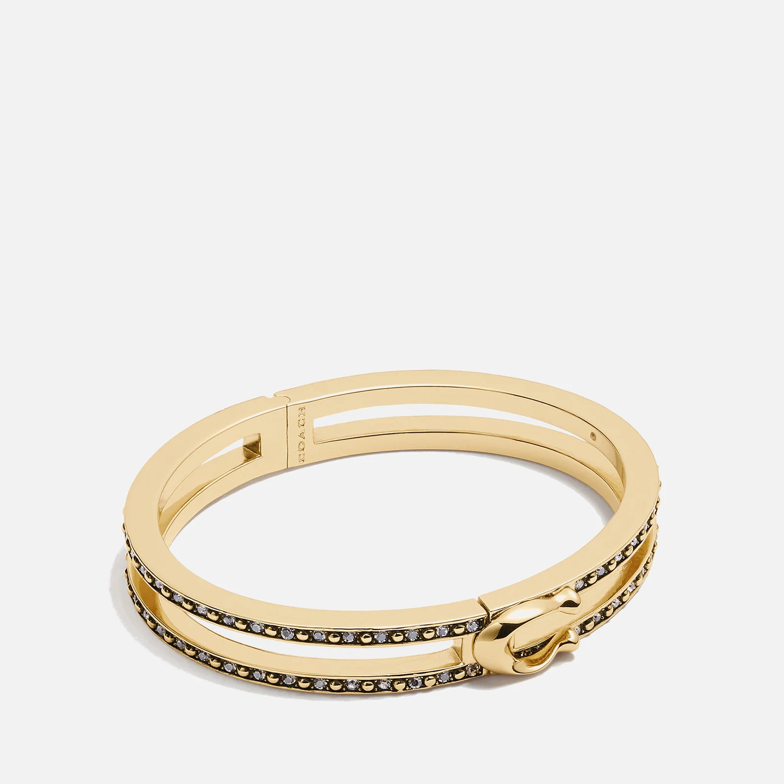 Coach Women's Double Row Pave C Hinged Bangle - Gold Image 1