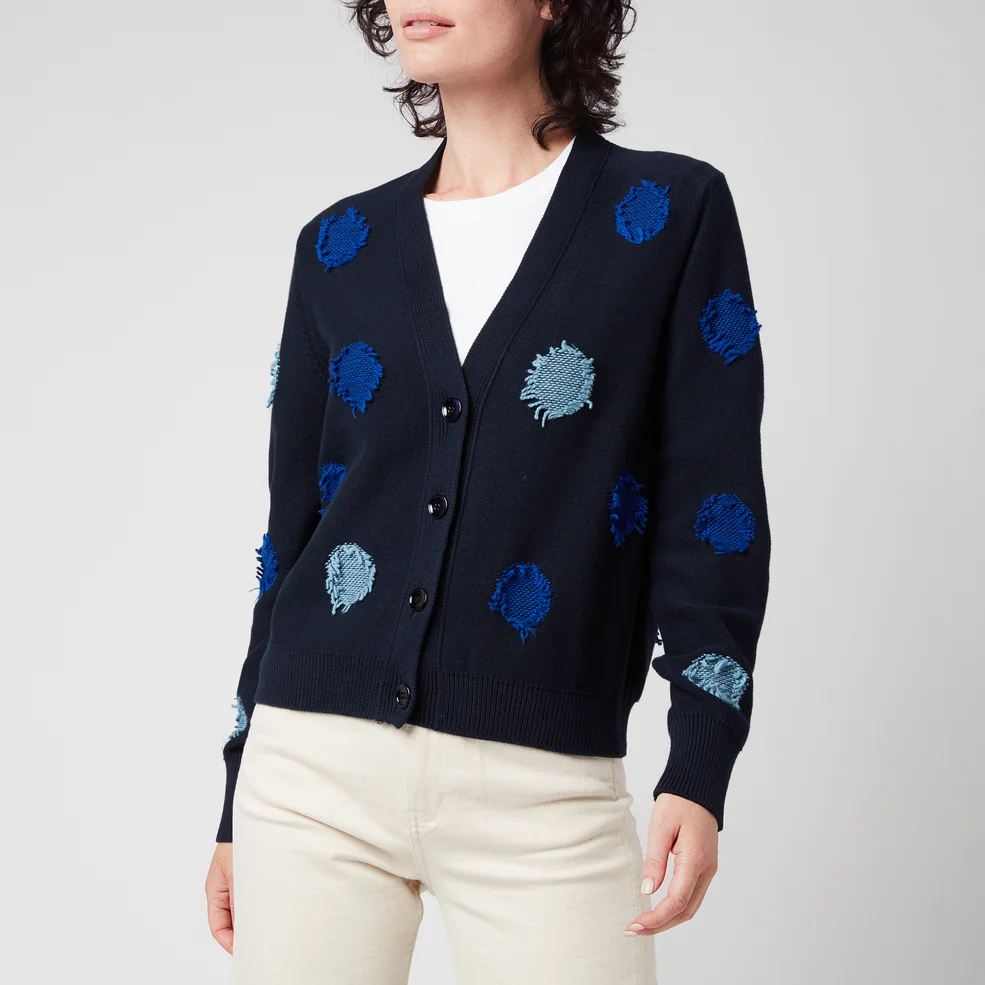 PS Paul Smith Women's Tagliatelle Spot Knitted Cardigan - Blue Image 1