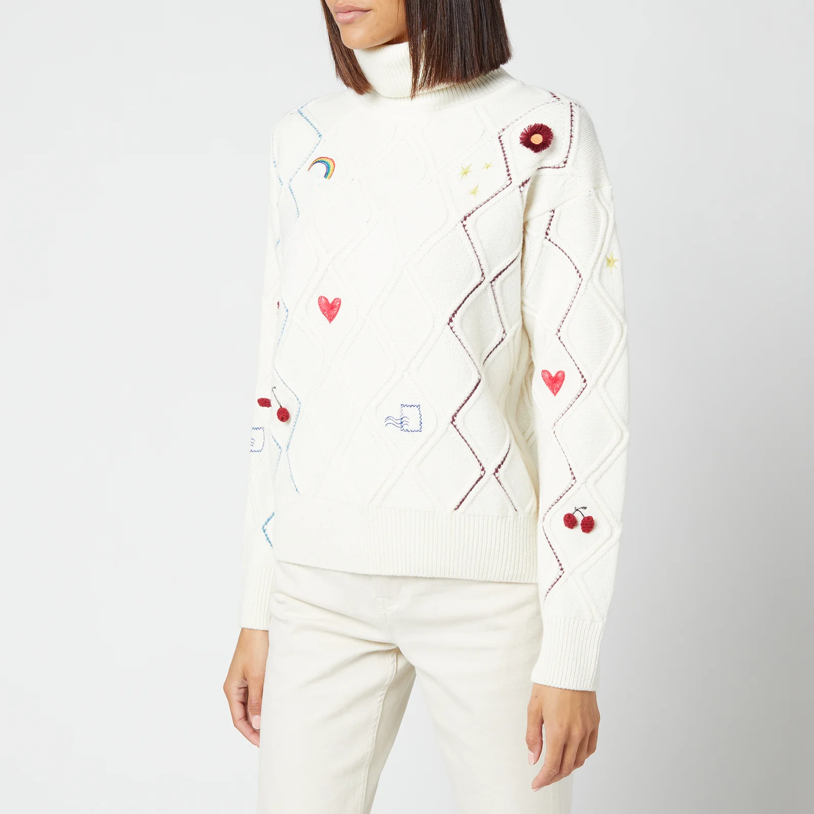 PS Paul Smith Women's Knitted Pullover Roll Neck Jumper - White Image 1