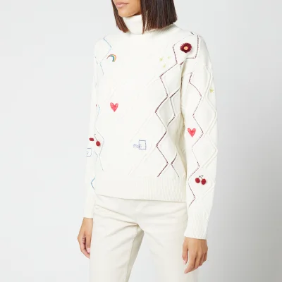PS Paul Smith Women's Knitted Pullover Roll Neck Jumper - White