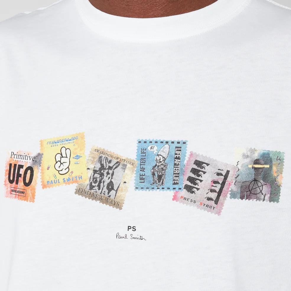 PS Paul Smith Men's Regular Fit Stamps T-Shirt - White Image 1