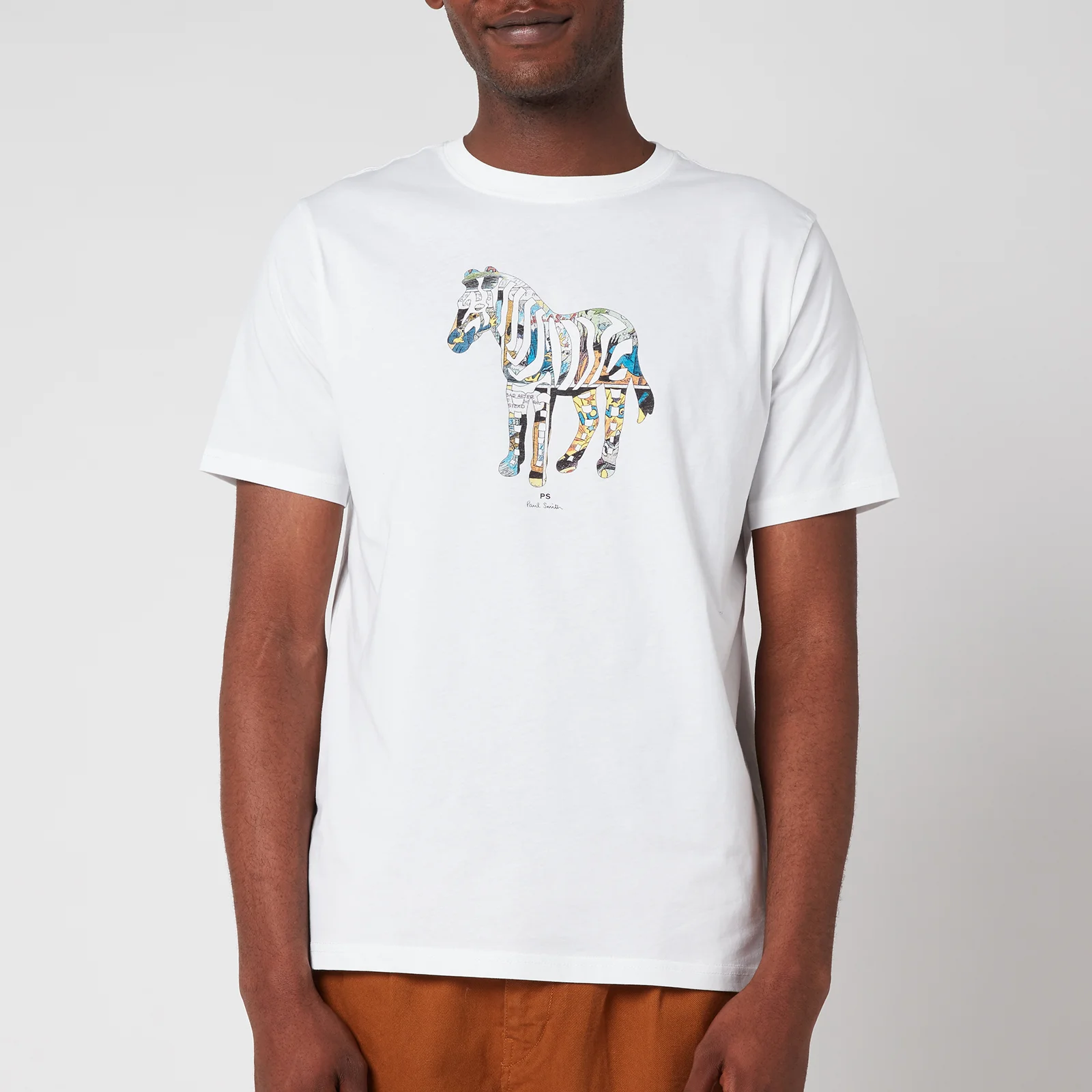 PS Paul Smith Men's Regular Fit Multi Colour Zebra T-Shirt - White Image 1
