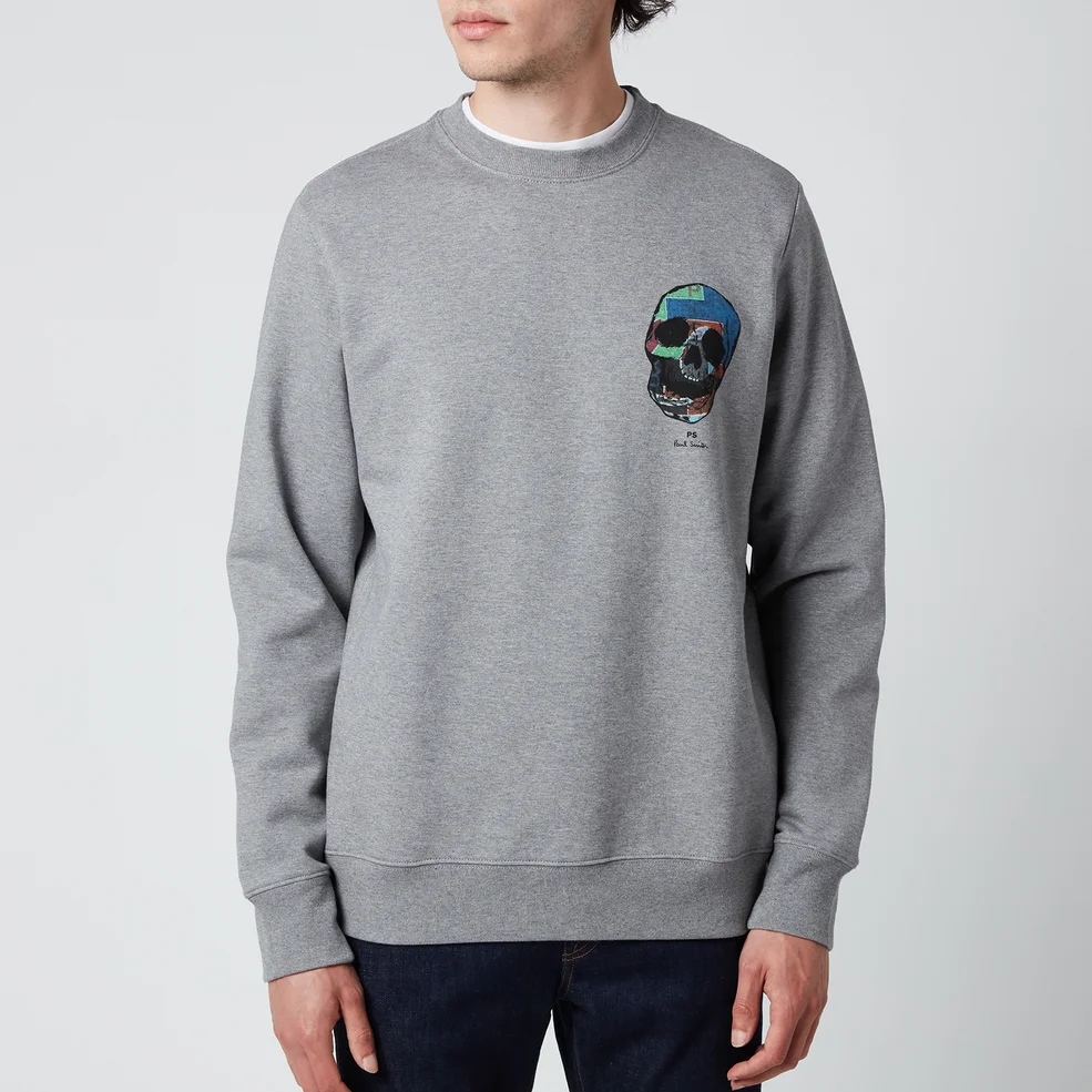 PS Paul Smith Men's Regular Fit Skull Sweatshirt - Melange Grey Image 1