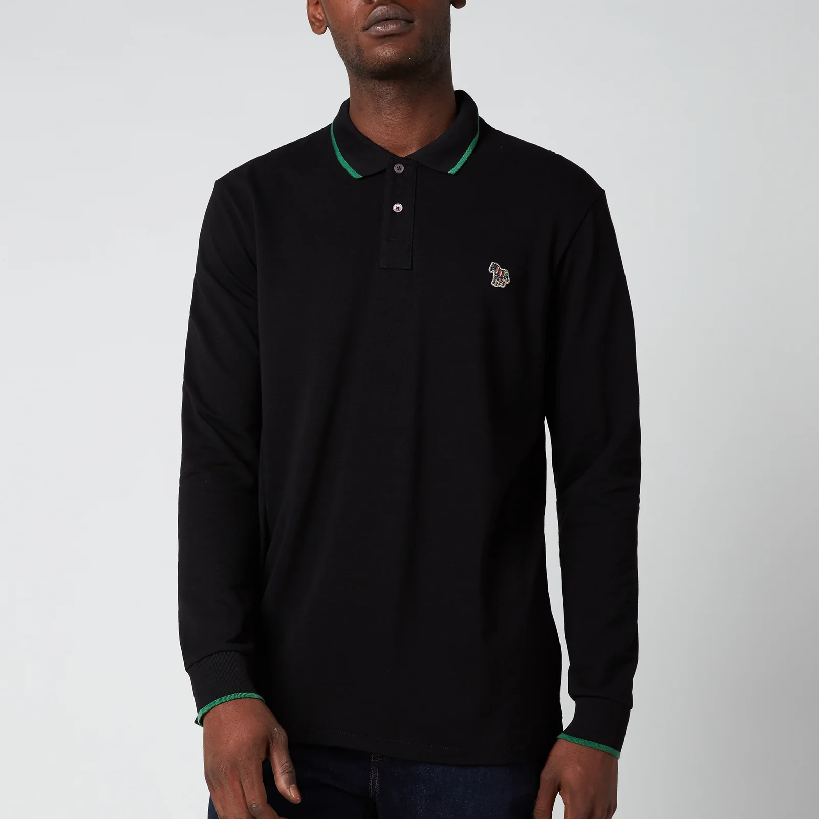 PS Paul Smith Men's Long Sleeve Tipped Polo Shirt - Black Image 1