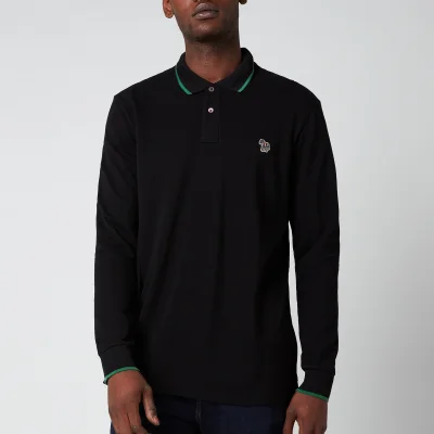 PS Paul Smith Men's Long Sleeve Tipped Polo Shirt - Black