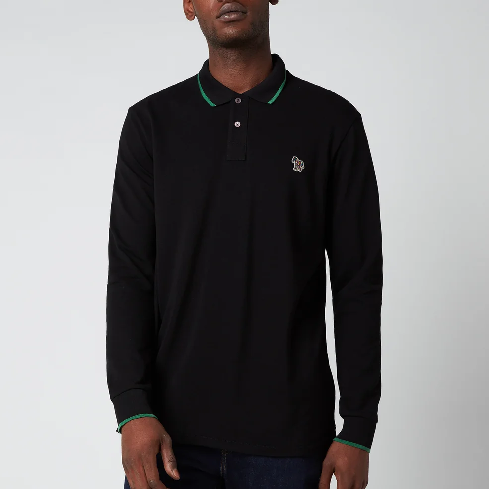 PS Paul Smith Men's Long Sleeve Tipped Polo Shirt - Black Image 1