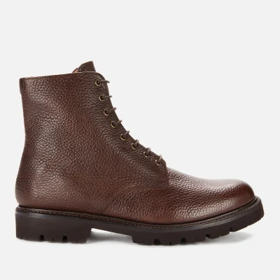 Grenson Men's Hadley Grained Leather Lace Up Boots - Dark Brown