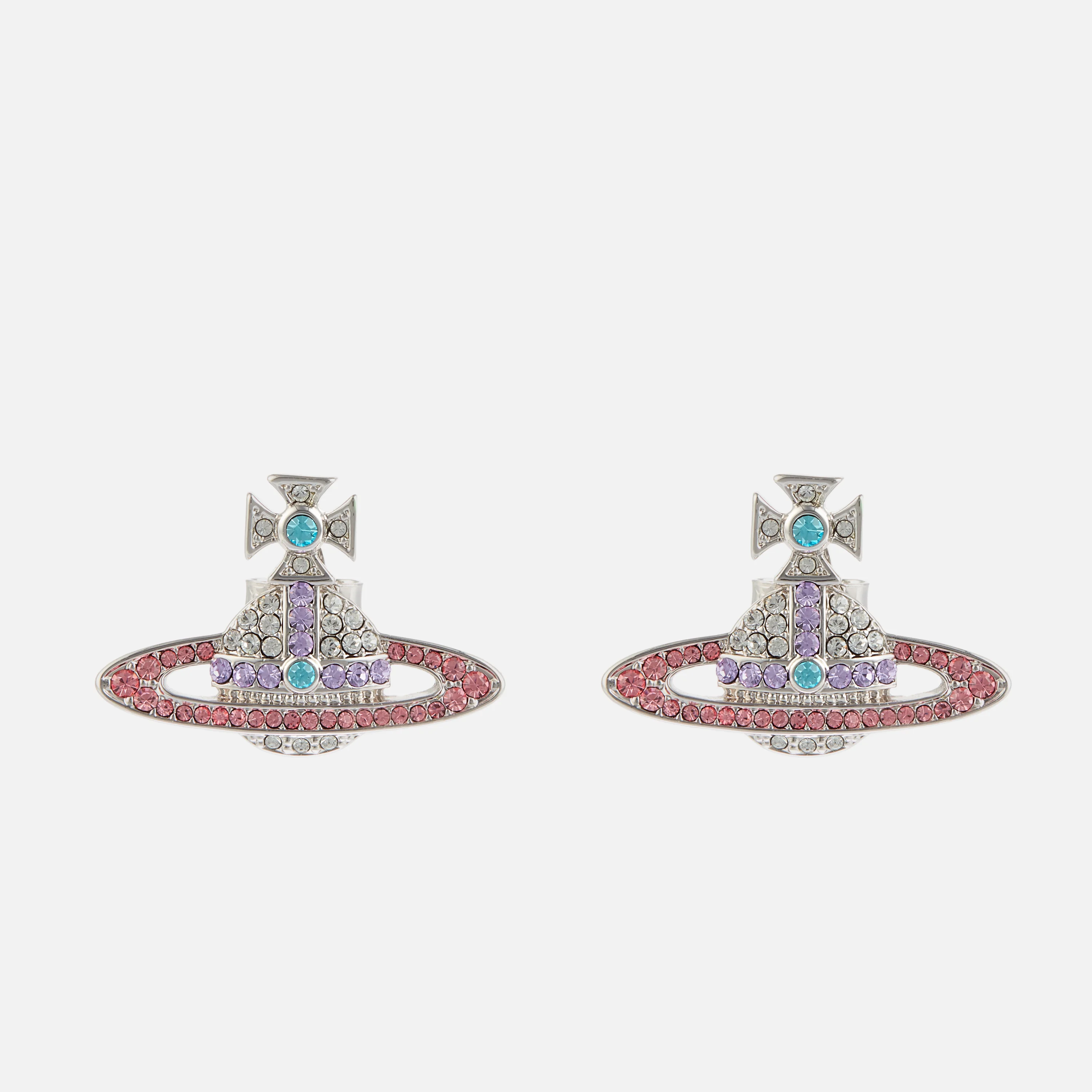 Vivienne Westwood Women's Kika Earrings - Rhodium Crystal Light Rose Violet Aqua Bohemica Image 1