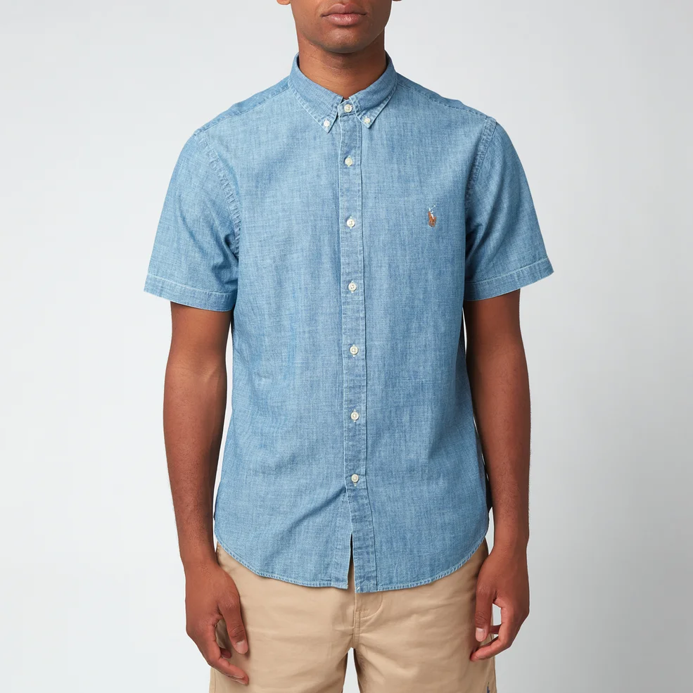 Polo Ralph Lauren Men's Cotton Short Sleeve Shirt - Medium Indigo Image 1