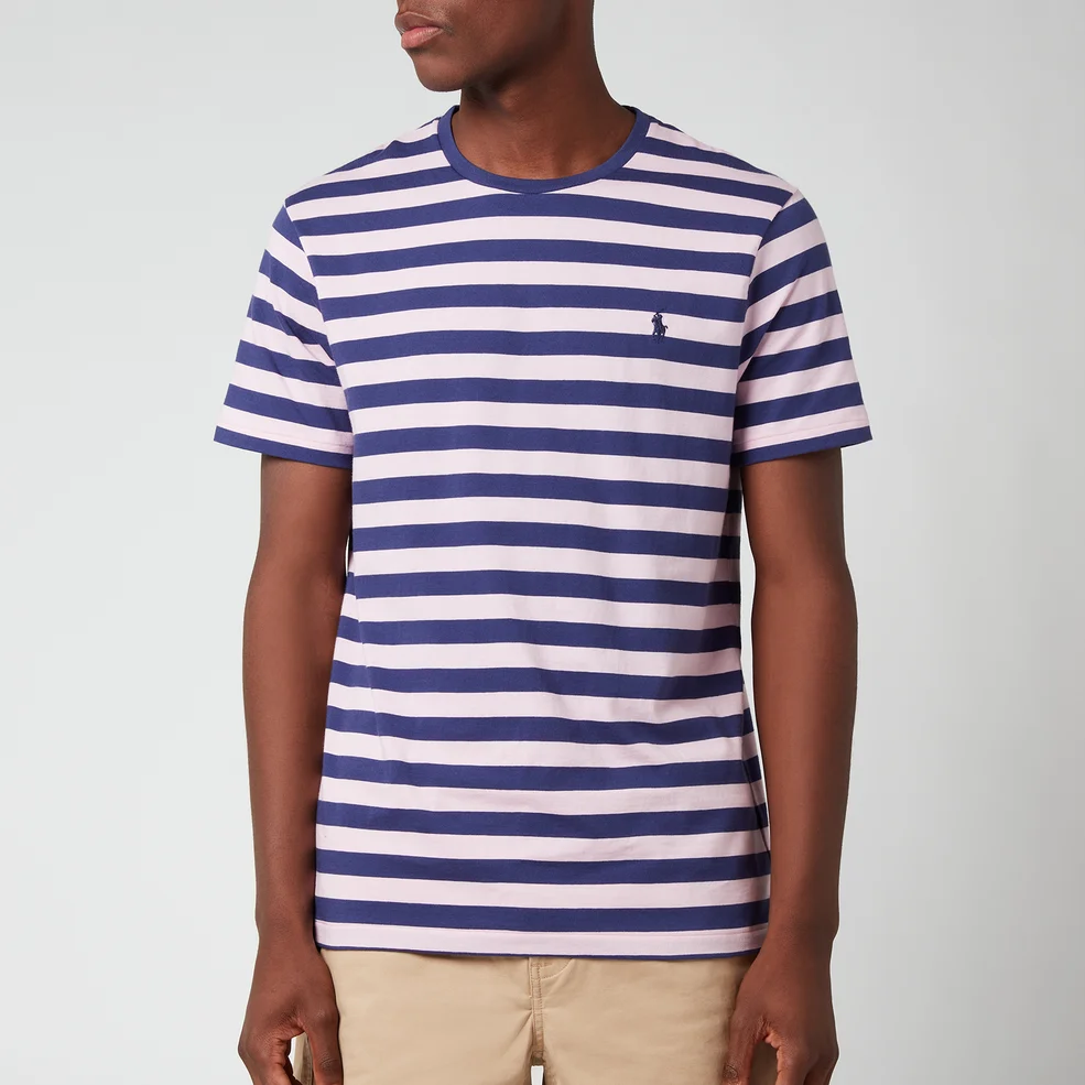Polo Ralph Lauren Men's Jersey Stripe T-Shirt - Boathouse Navy/Garden Pink Image 1