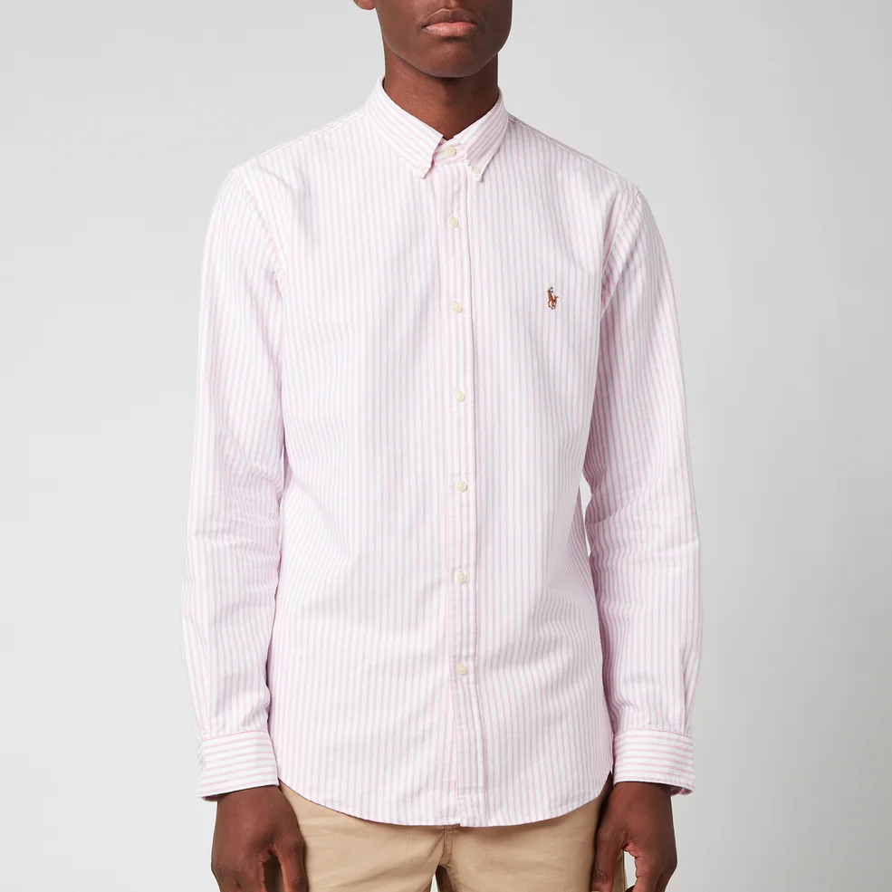 Polo Ralph Lauren Men's Slim Fit Stripe Oxford Shirt - Rose Pink/White Image 1