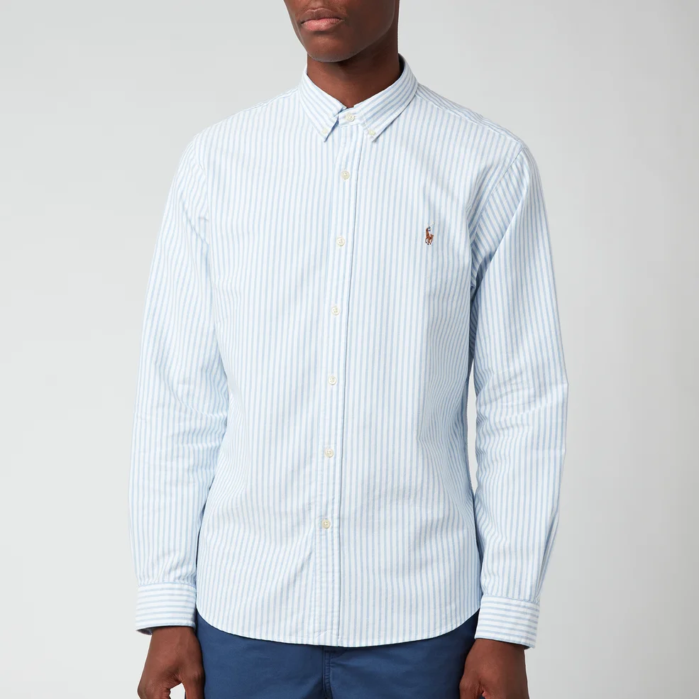 Polo Ralph Lauren Men's Slim Fit Stripe Oxford Shirt - Basic Blue/White Image 1