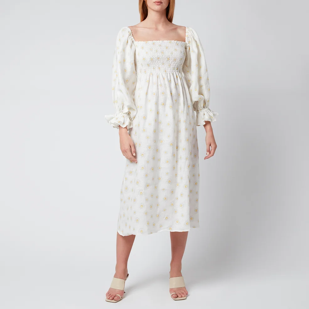 Sleeper Women's Atlanta Linen Dress - White & Yellow Image 1