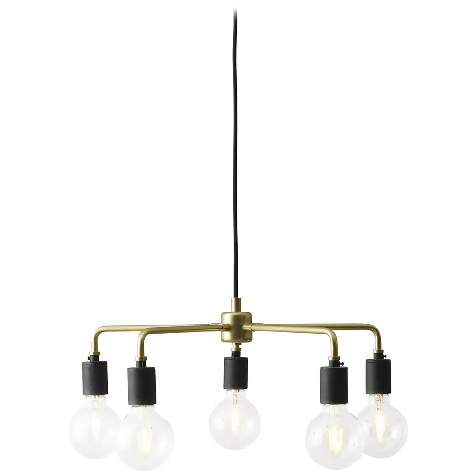 Menu Leonard Chandelier & 5 Globe LED Bulbs Set - Brass (Worth £654.95) Image 1