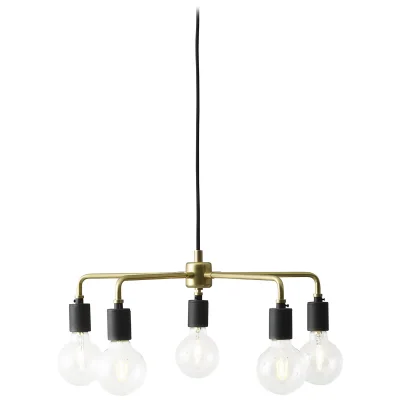 Menu Leonard Chandelier & 5 Globe LED Bulbs Set - Brass (Worth £654.95)
