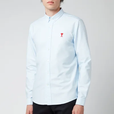 AMI Men's Button Down De Coeur Shirt - Oxford Blue