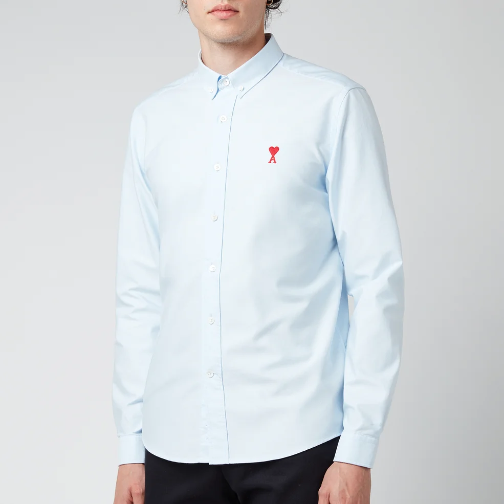 AMI Men's Button Down De Coeur Shirt - Oxford Blue Image 1
