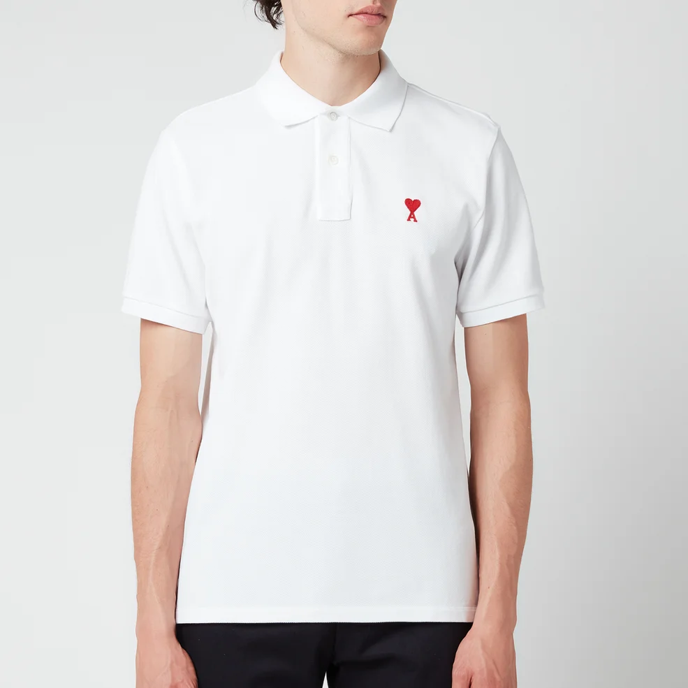 AMI Men's De Coeur Polo Shirt - White Image 1
