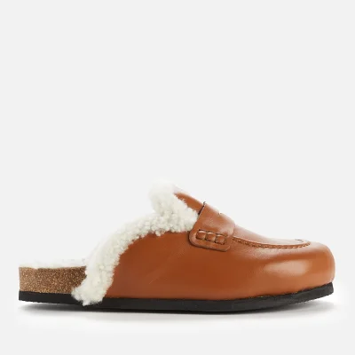 JW Anderson Women's Suede/Shearling Lined Slide Loafers - Brown