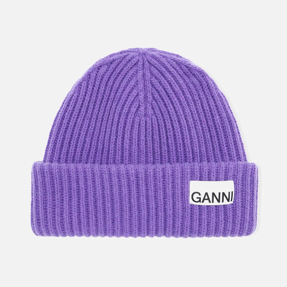 Ganni Women's Rib Knit Beanie - Persian Violet Image 1