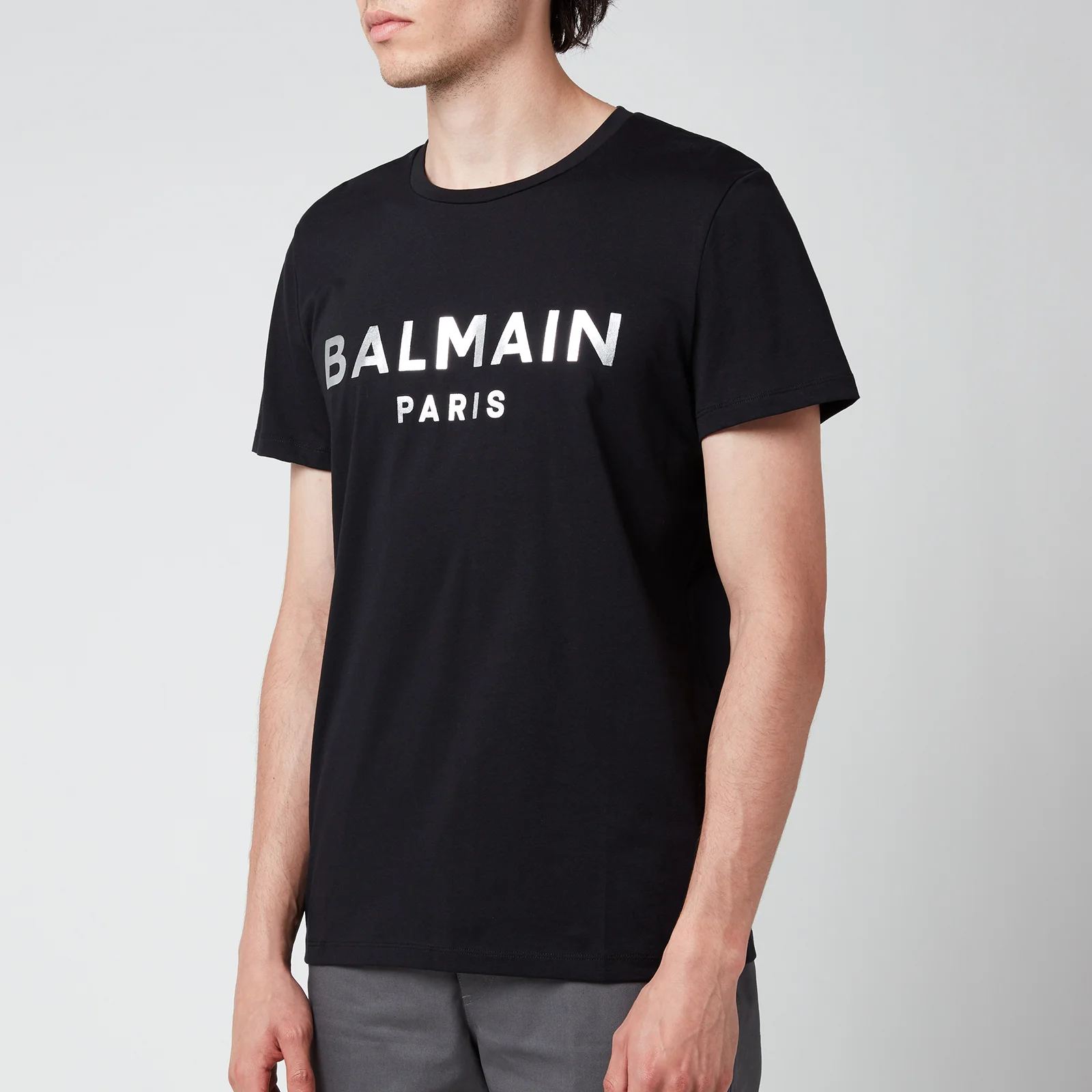 Balmain Men's Eco Sustainable Foil T-Shirt - Black/Silver Image 1