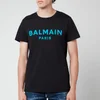 Balmain Men's Flock Logo T-Shirt - Black/Blue - Image 1