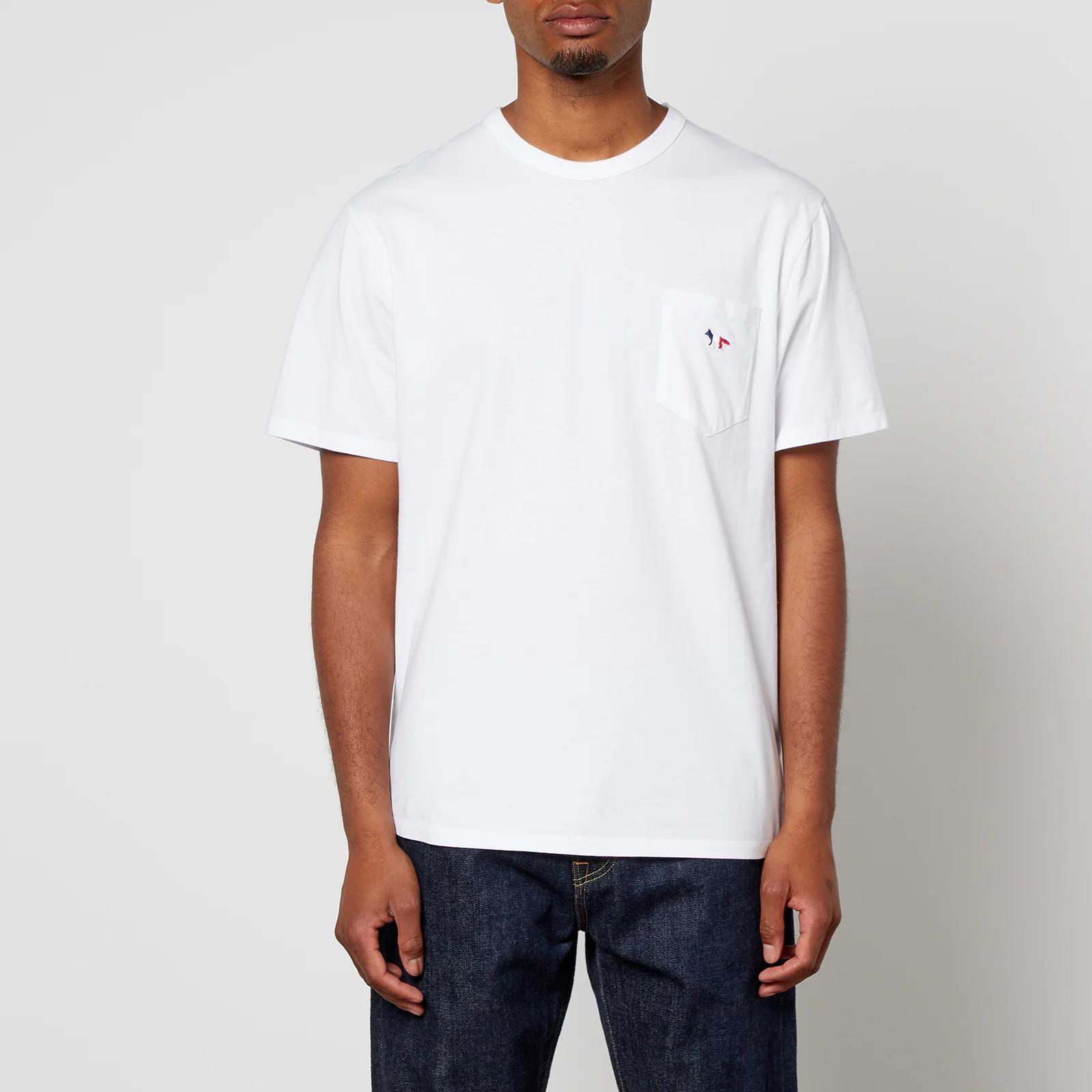 Maison Kitsuné Men's Tricolor Fox Patch Pocket T-Shirt - White Image 1
