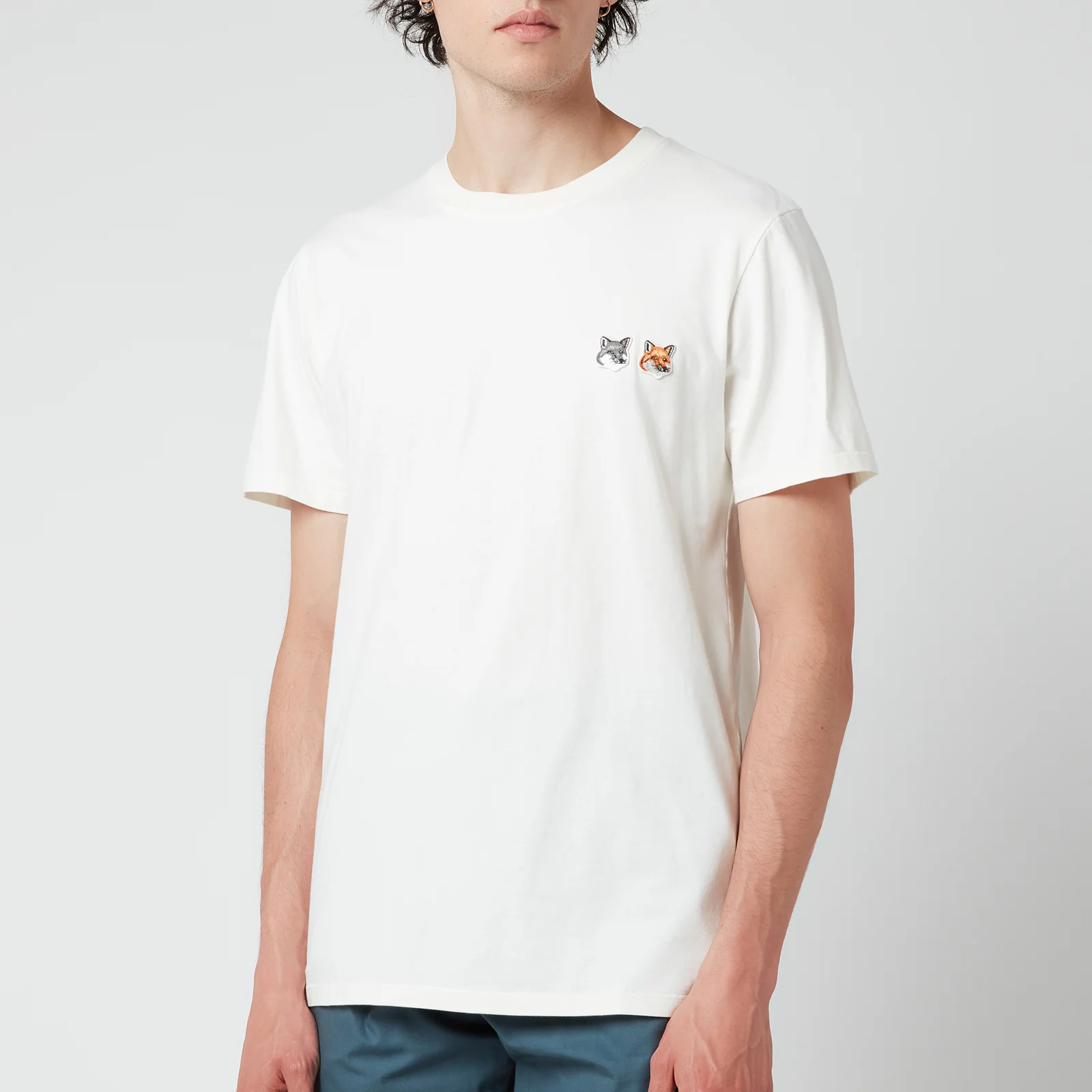 Maison Kitsuné Unisex Double Fox Head Patch T-Shirt - Latte Image 1