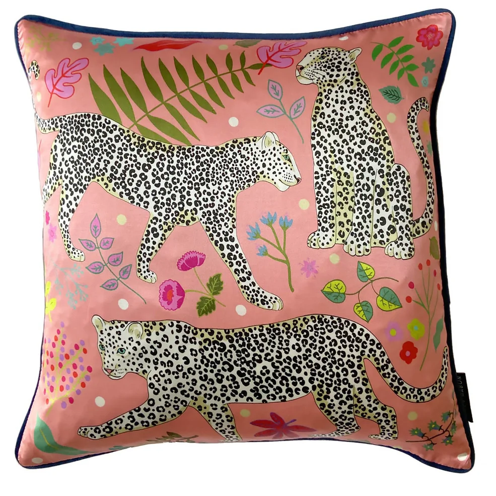 Karen Mabon Snow Leopards Cushion - Pink - 45x45cm Image 1