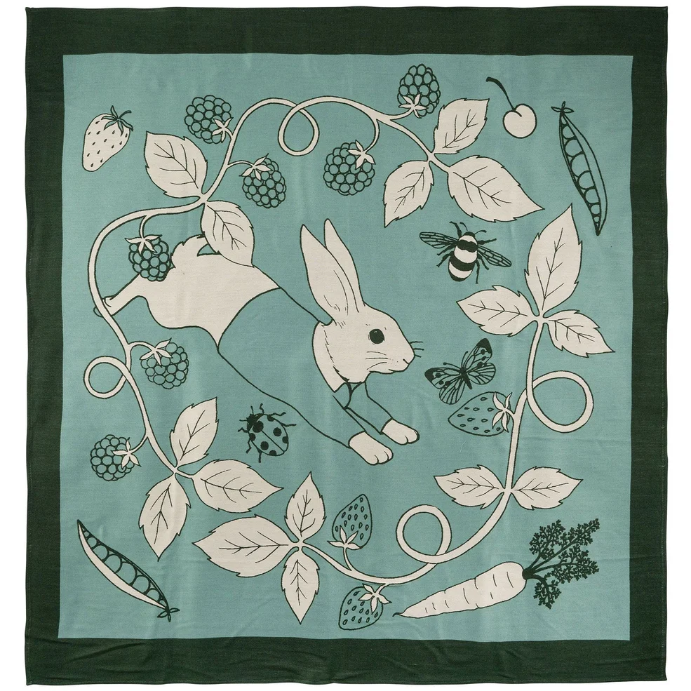 Karen Mabon x Peter Rabbit Throw - Green - 180x180cm Image 1