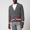 Thom Browne Men's Tricolour Stripe Shetland Wool Classic V-Neck Cardigan - Medium Grey - Image 1