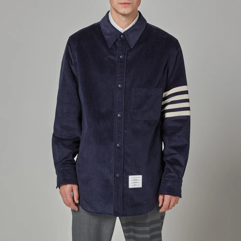 Thom Browne Men's Four-Bar Snap Front Shirt Jacket - Navy Image 1